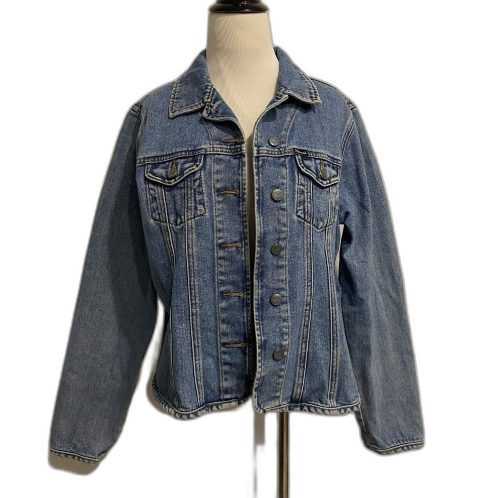 Faconnable Blue Jean Button Down Denim Jacket with Pockets Cotton Size L